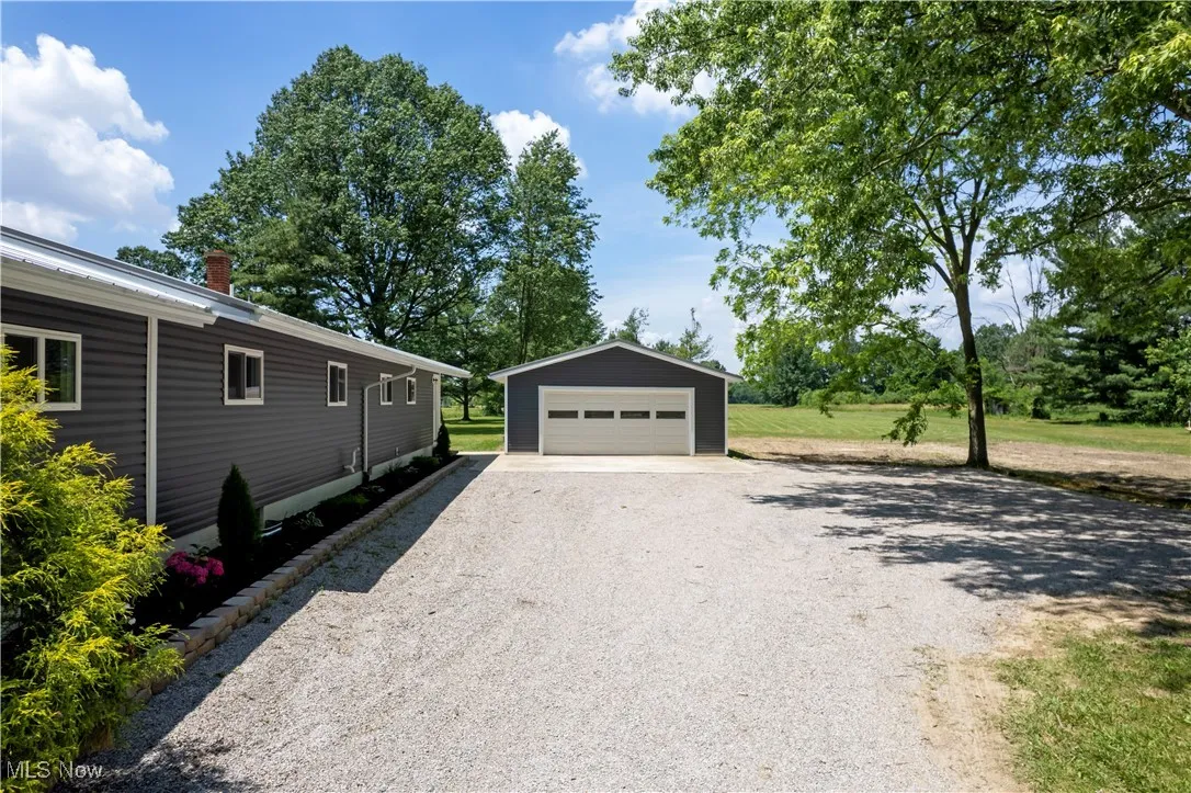 View of detached garage