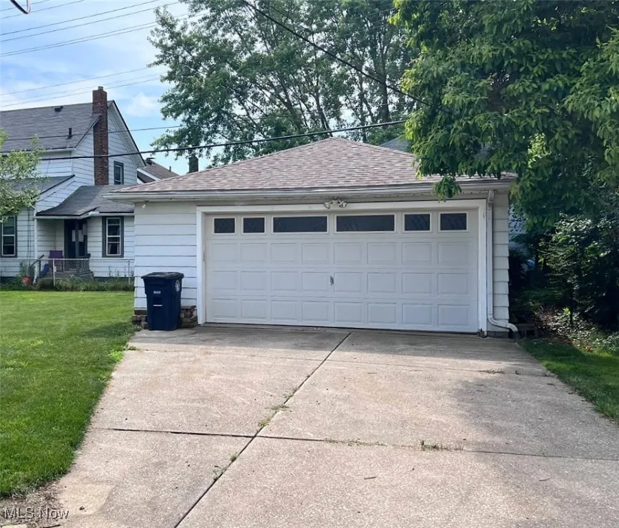 View of detached garage