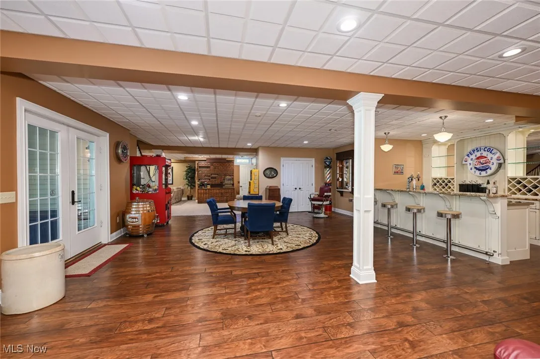 Finished lower level, main entertainment level.  Walkout to patio to the left.