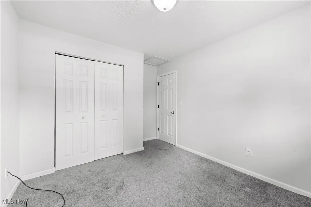 Unfurnished bedroom featuring carpet floors and a closet