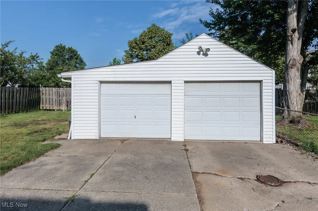 View of detached garage