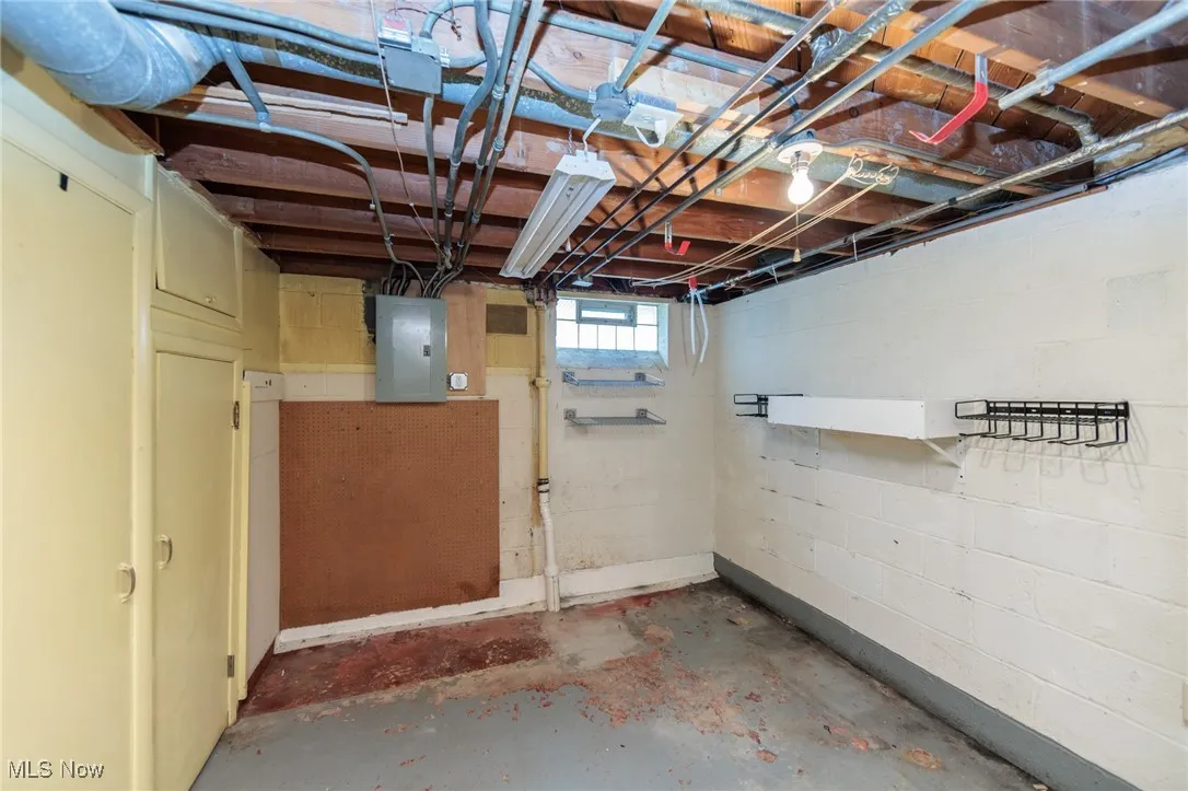 Below grade area with electric panel
