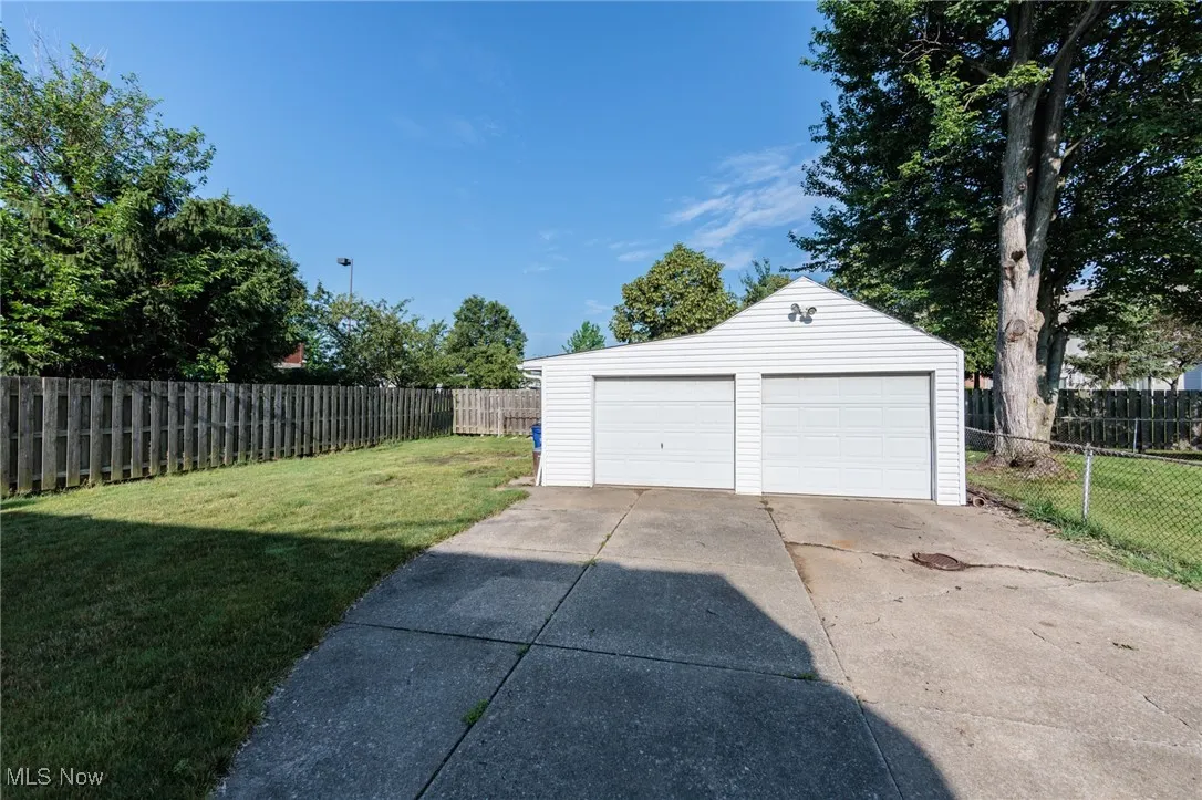 View of detached garage