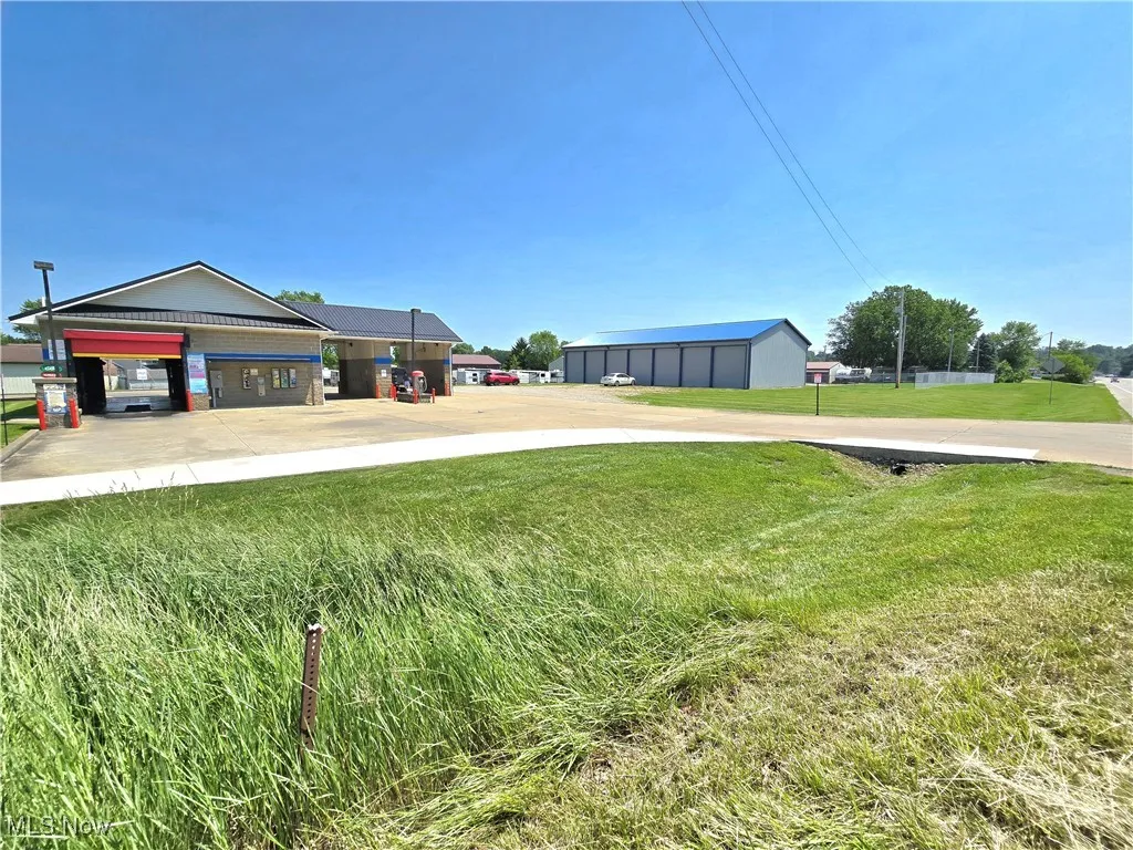 View of car wash and storage units
