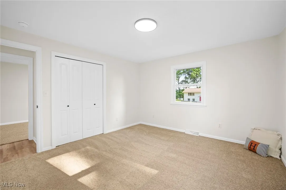 Unfurnished bedroom featuring carpet floors and a closet