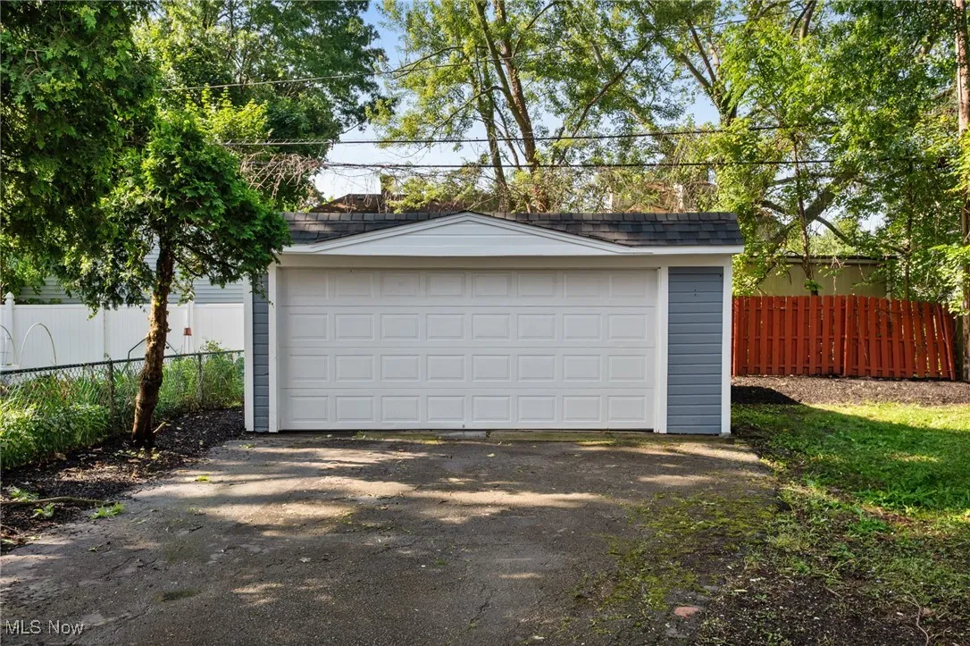 View of detached garage
