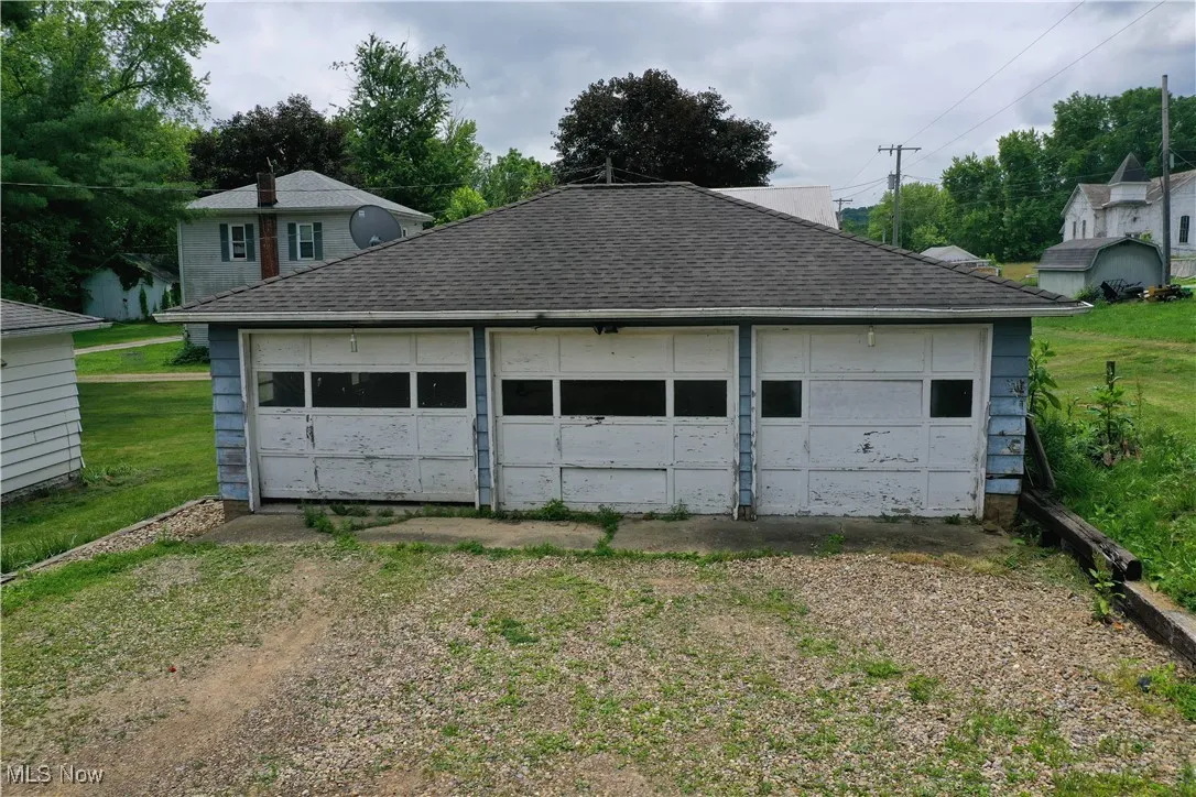 View of detached garage