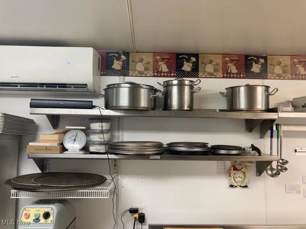 Storage area with a wall mounted AC