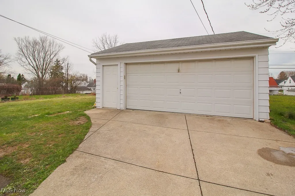 View of detached garage
