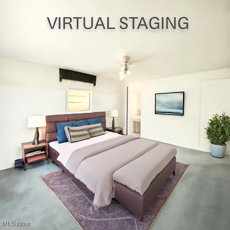 Bedroom featuring finished concrete flooring
