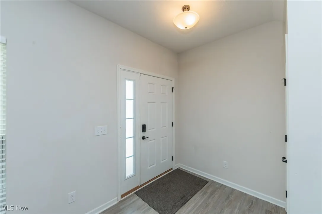 Entrance foyer featuring baseboards and light wood-type flooring