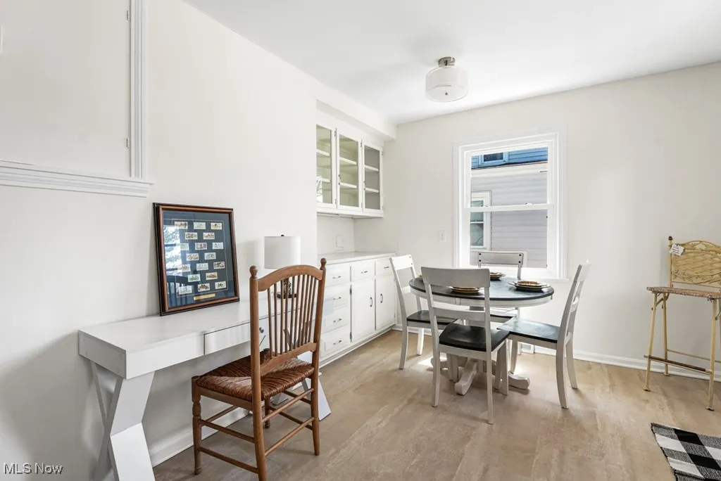 Eat-in dining area with built-in cabinets