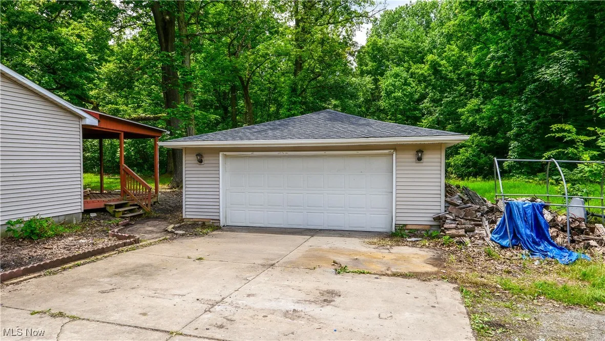 View of detached garage