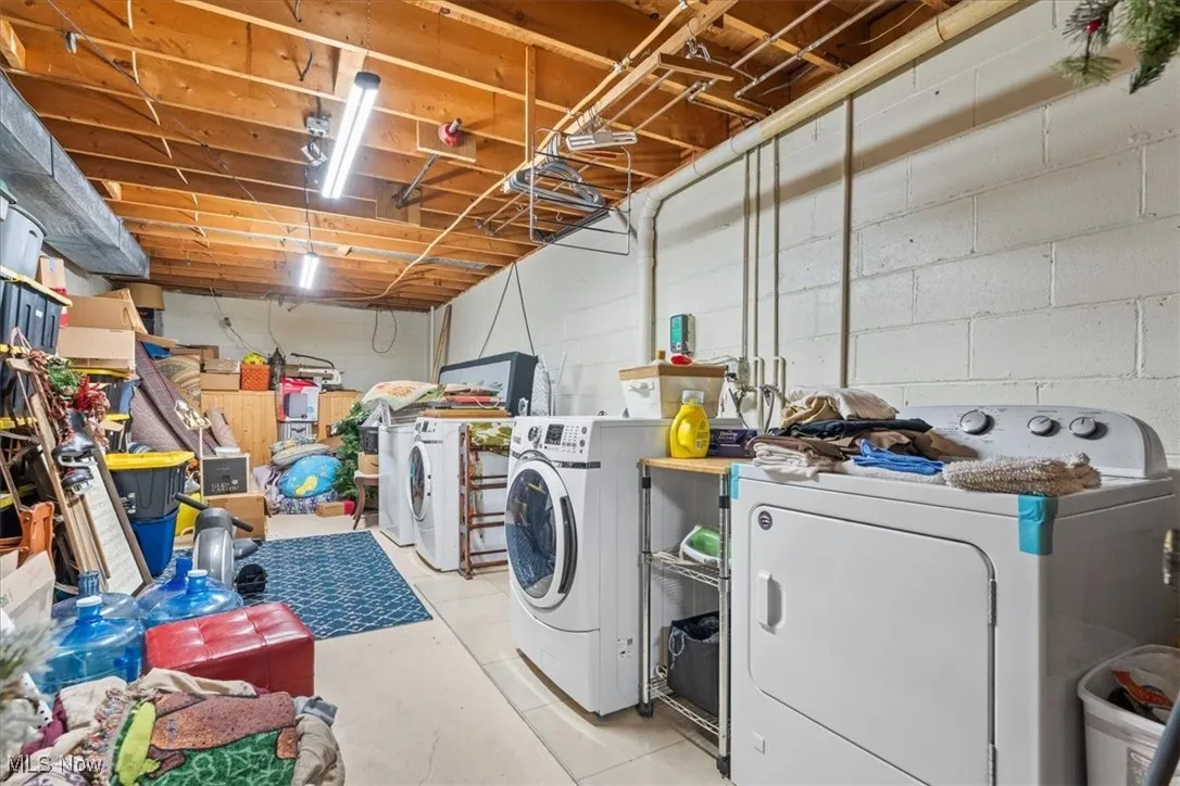 Laundry area in basement