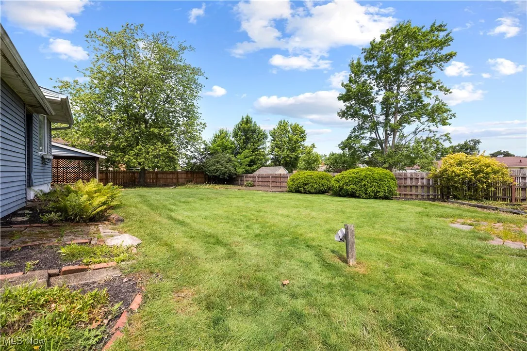 View of fenced backyard