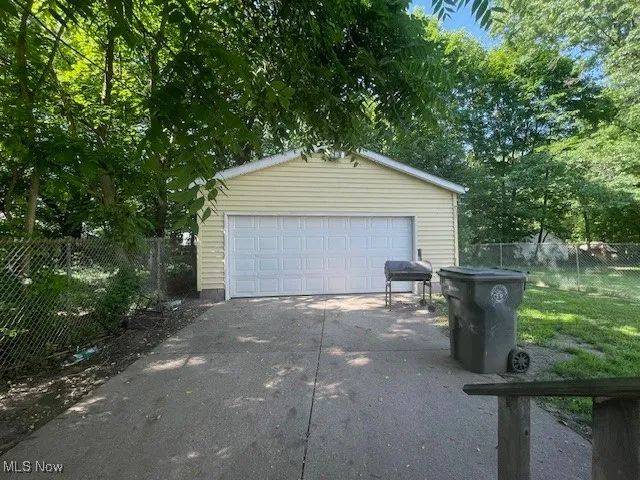 View of detached garage