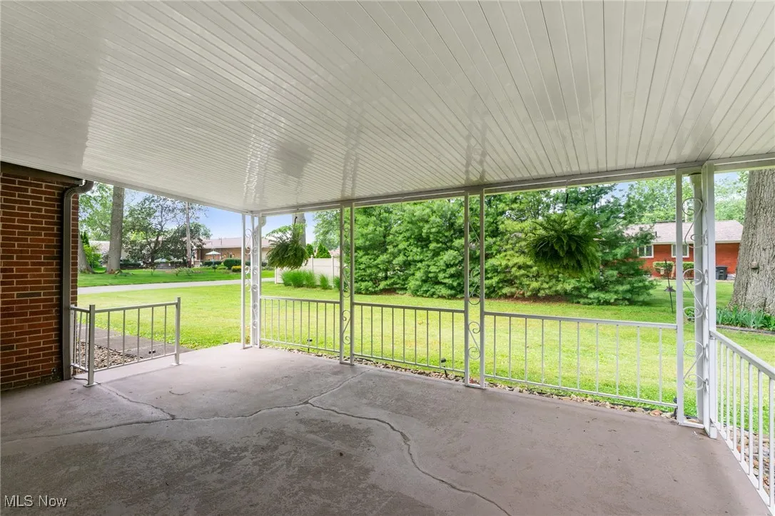 View of covered  patio.