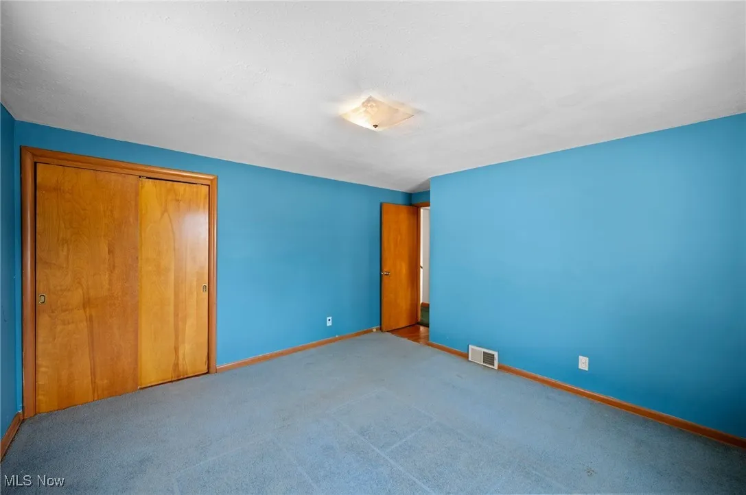 Unfurnished bedroom featuring carpet floors and a closet