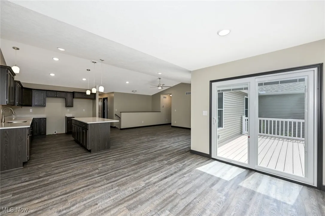 View of eating area and sliders to deck