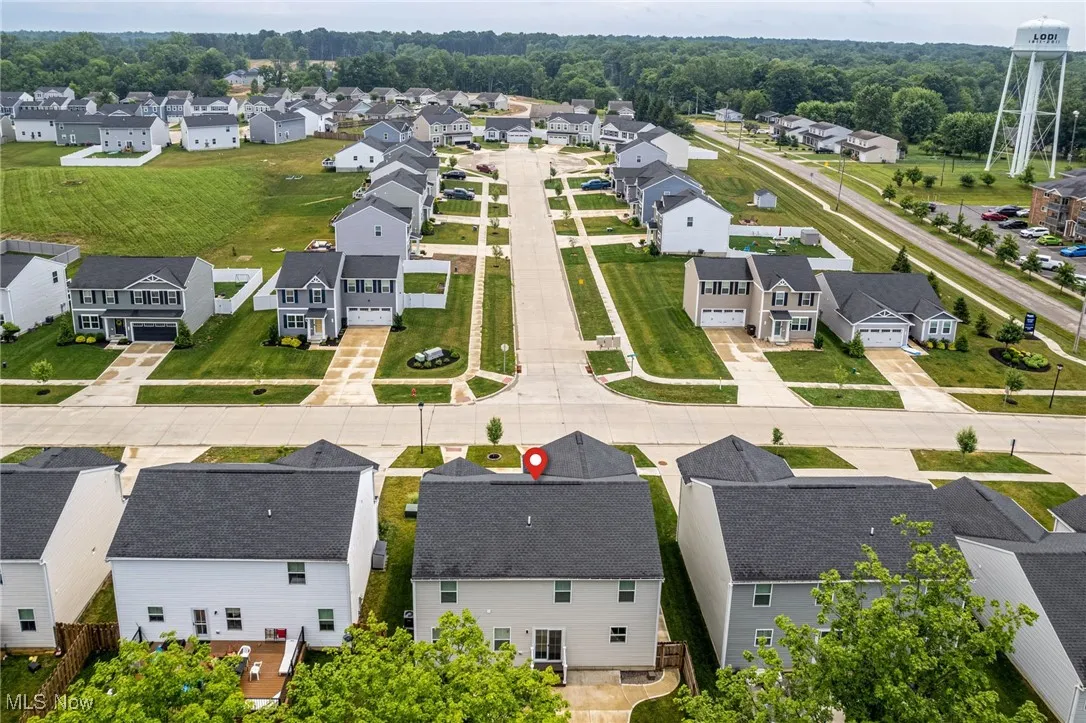 Aerial perspective of suburban area