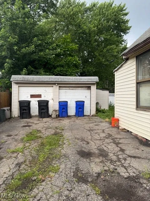 View of detached garage