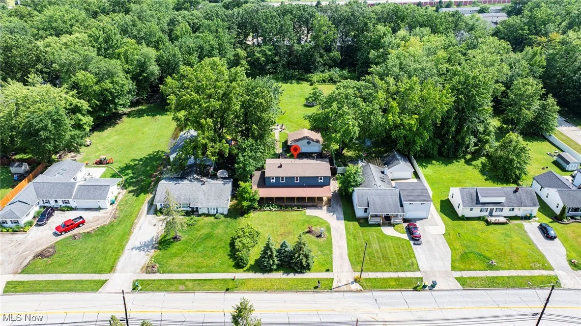 Aerial perspective of suburban area