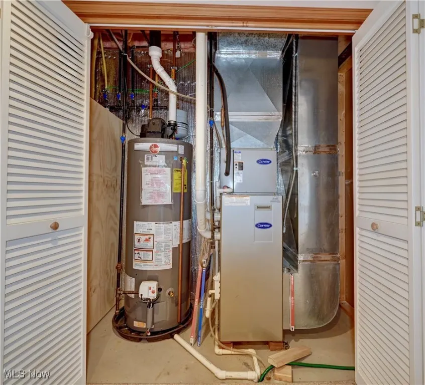 Utilities featuring gas water heater and heating unit