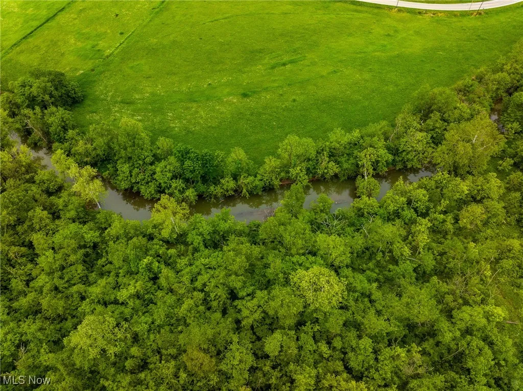 Aerial view of a nearby body of water