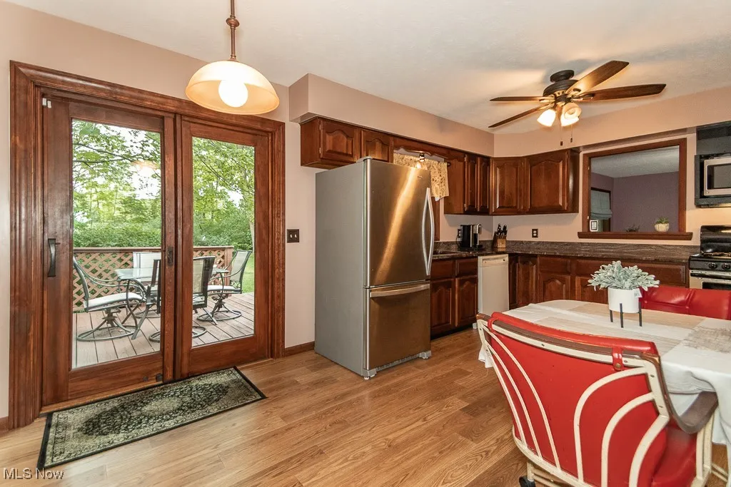 Kitchen view with sliders to deck