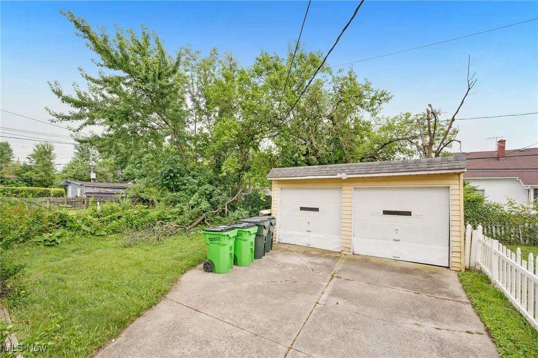 View of detached garage