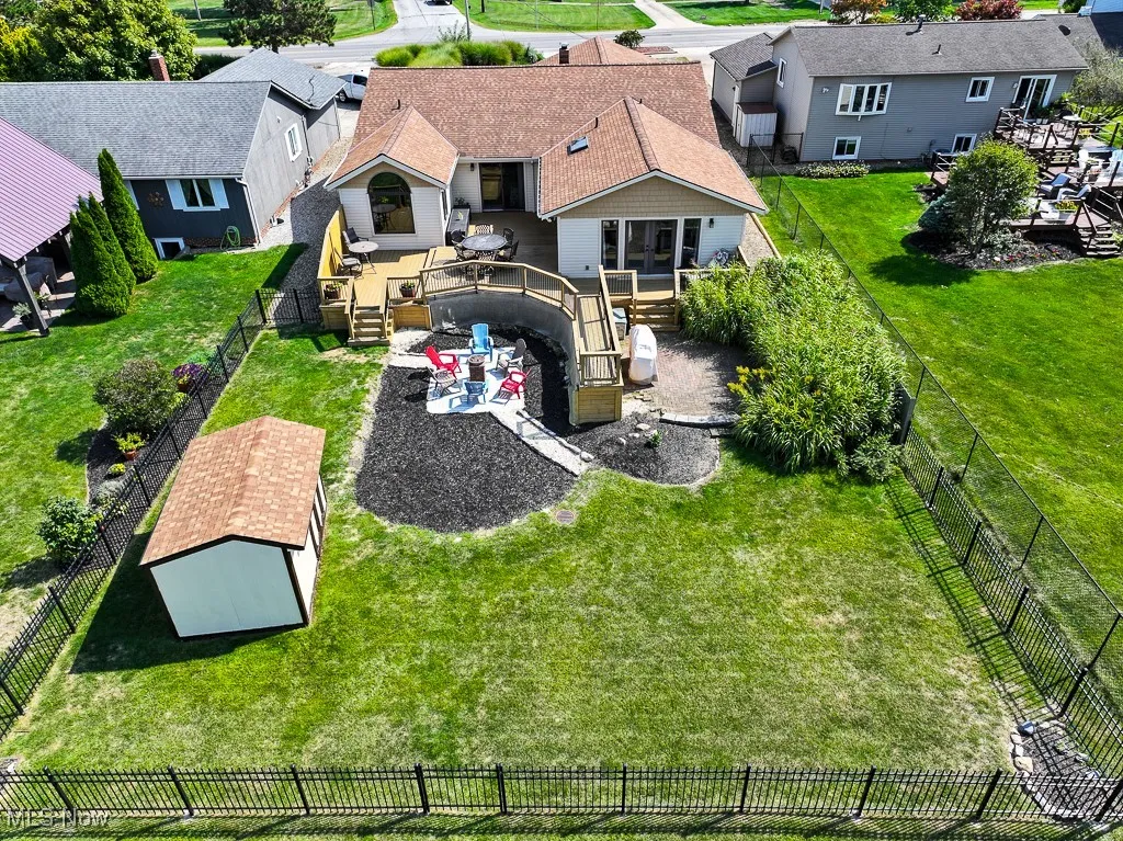 Aerial view of back yard fenced area