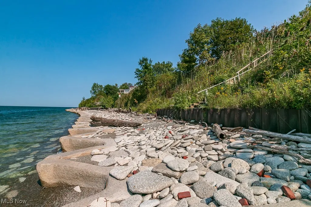 View looking east and metal retaining wall