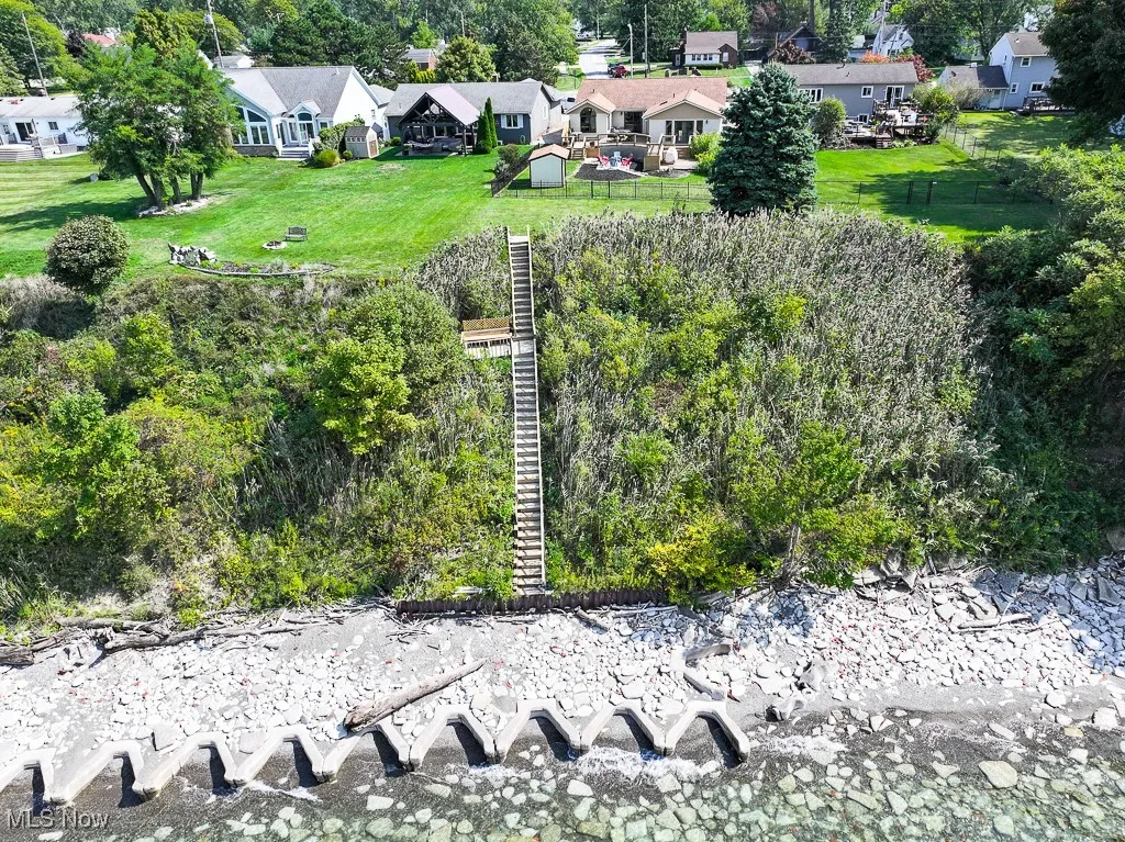 View of zig zag wall and metal retaining wall and stairs