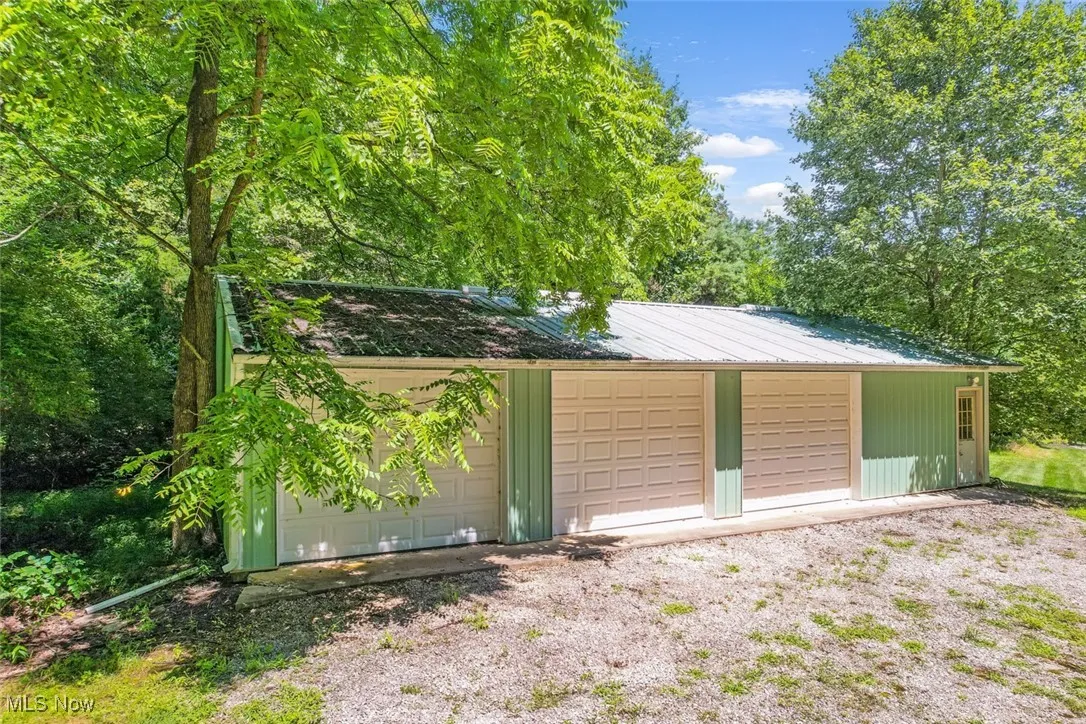 View of detached garage