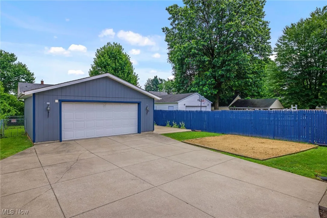 View of detached garage
