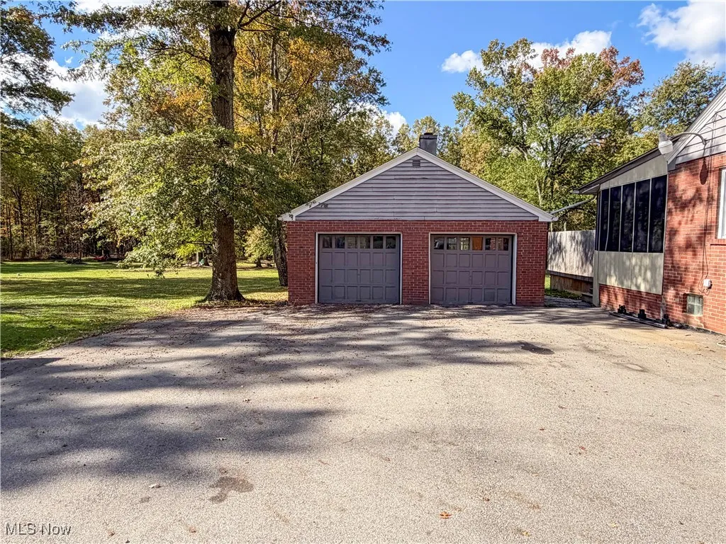 View of detached garage