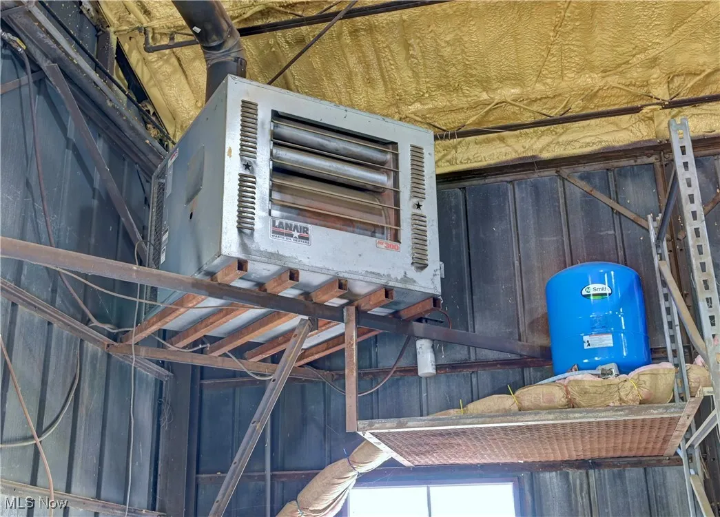 Detailed view of a water pressure tank and a heating unit