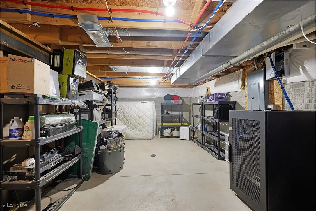 Unfinished below grade area with electric panel