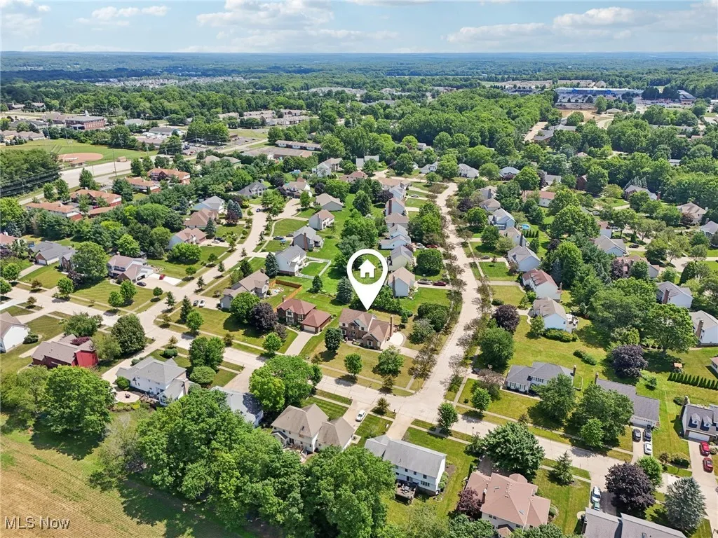 Aerial perspective of suburban area