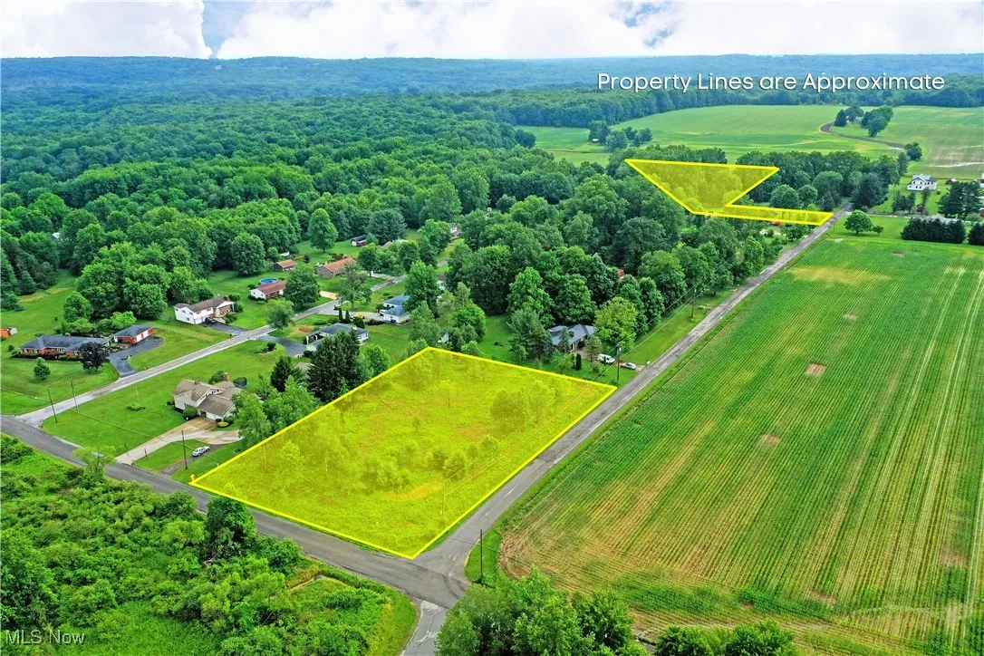 View of rural area with property boundaries highlighted
