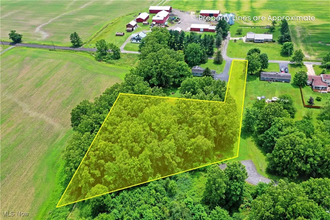 Overview of rural landscape with property parcel outlined