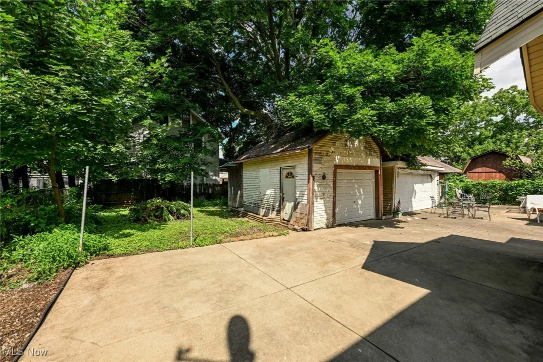 View of detached garage