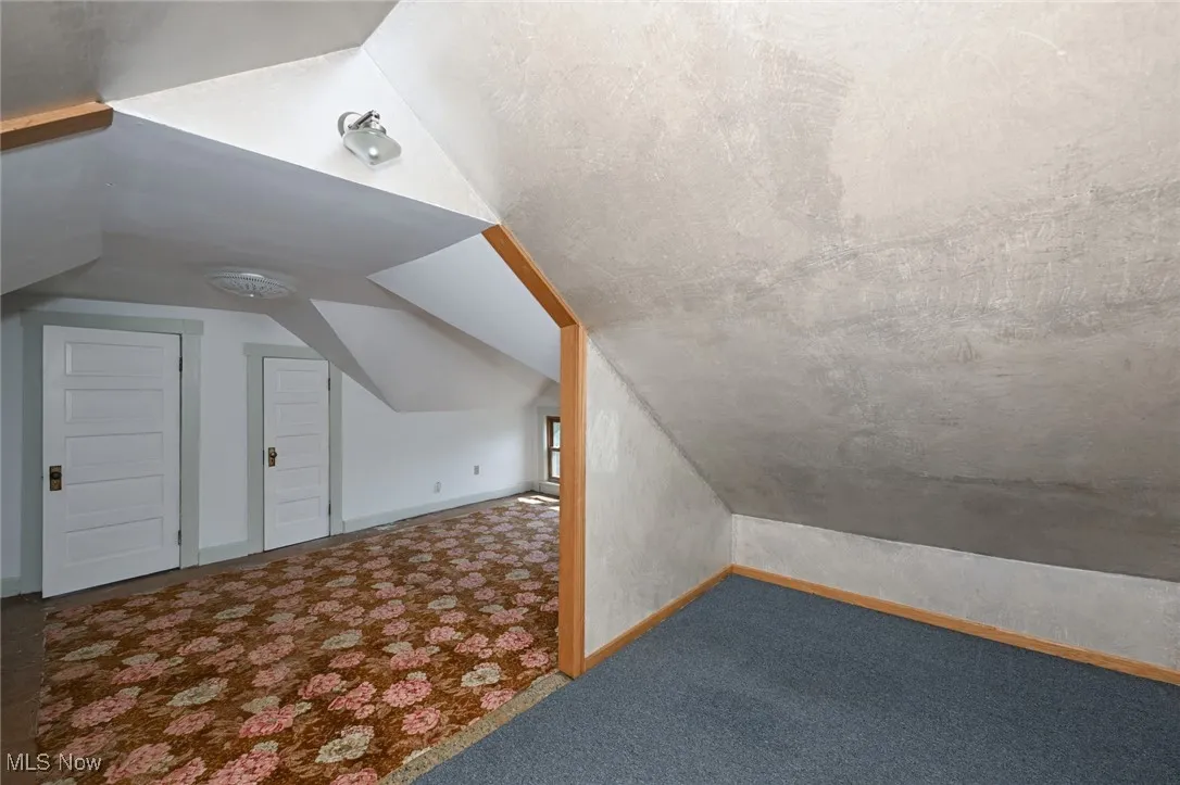 Bonus room with carpet and lofted ceiling