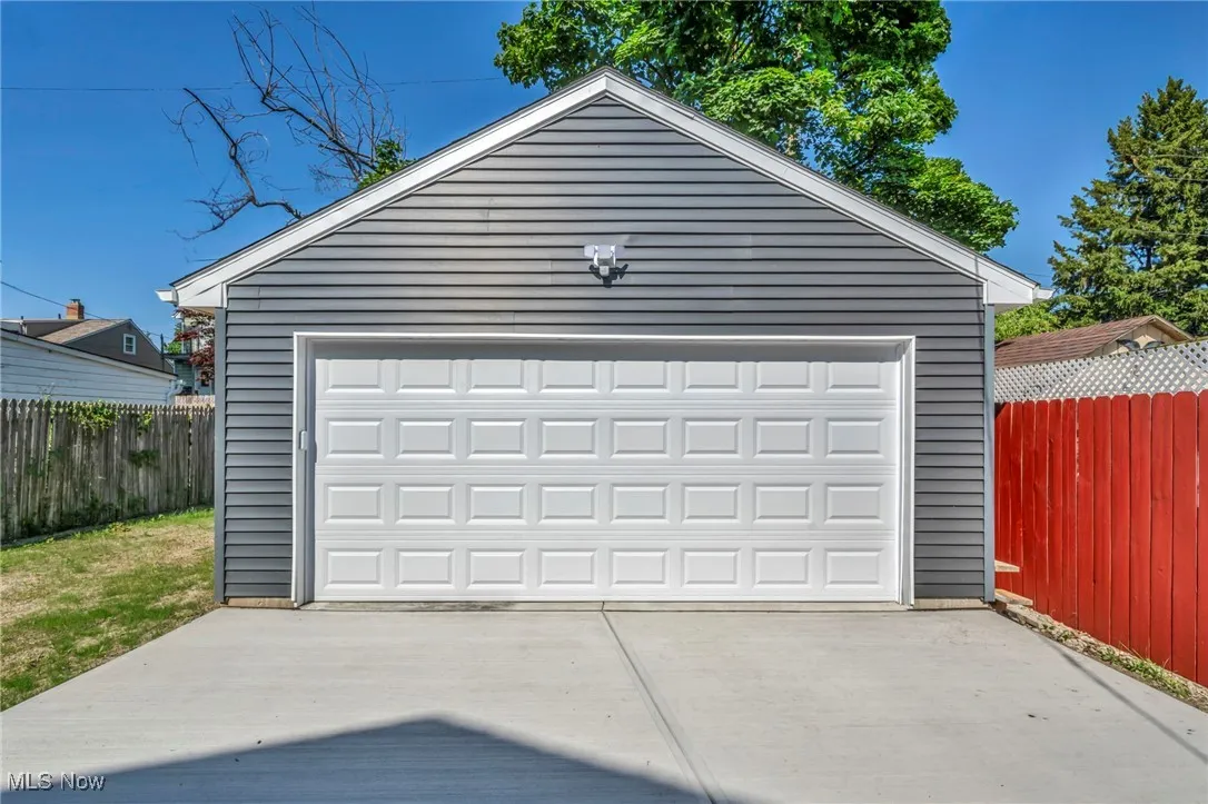 View of detached garage