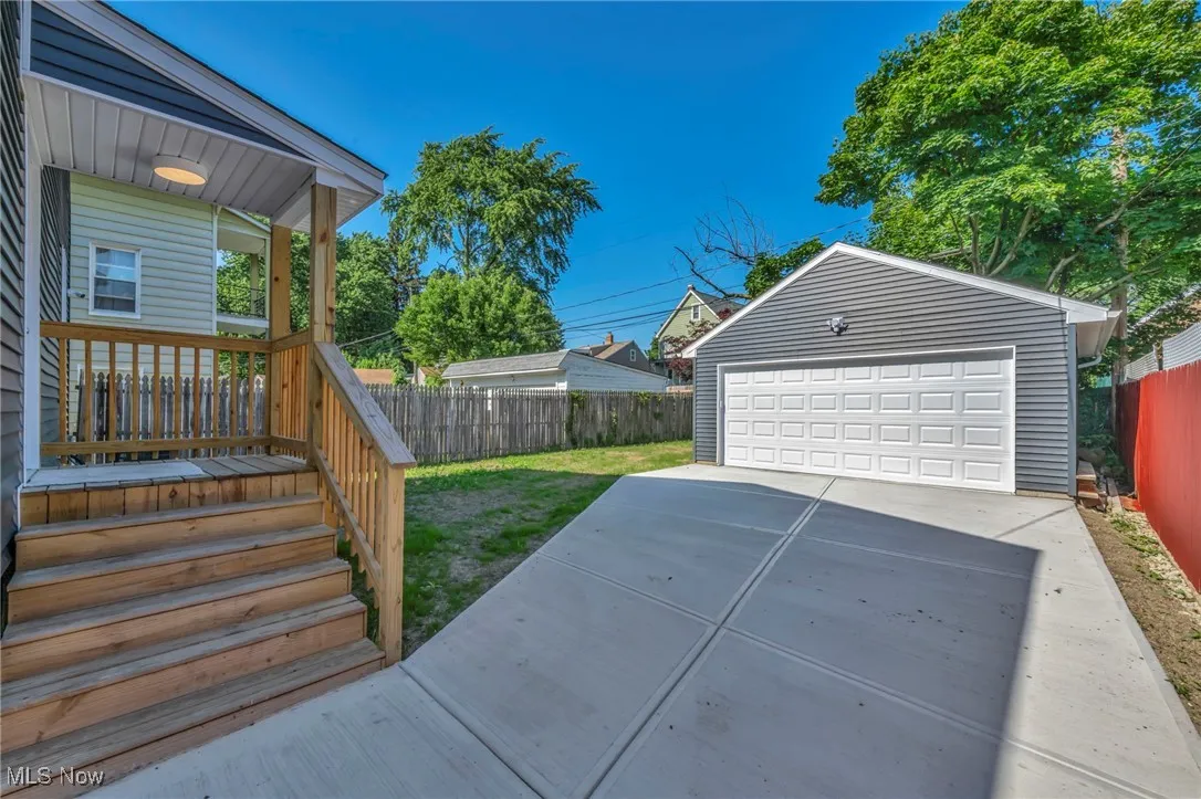 View of detached garage
