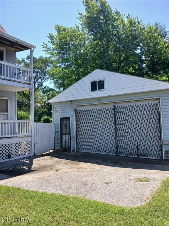 View of detached garage