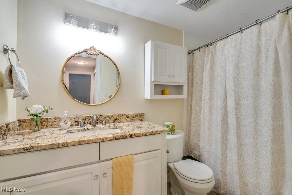 Bathroom featuring vanity and toilet