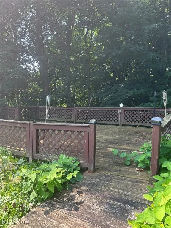 deck overlooking wooded ravine