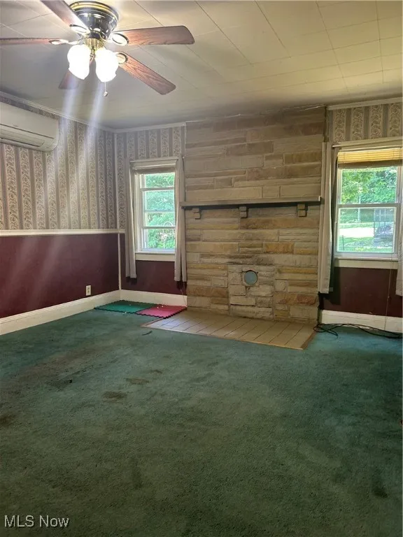 Living room with mantel
