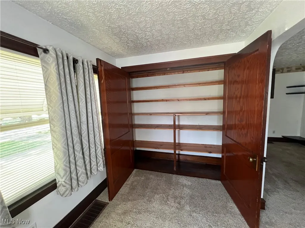 Spacious closet with shelving  (coved area of LR)